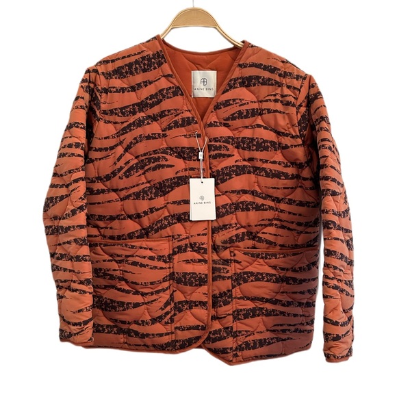 NWT Anine Bing Andy Bomber Quilted Jacket Color Rust Zebra Size XS - Picture 8 of 16